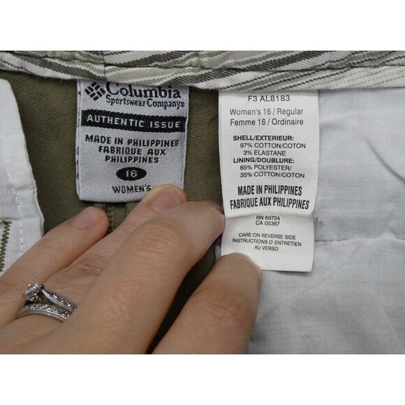 Columbia Pants Womens 16 Reg Stretch Chino Olive‎ Khaki Outdoors - Picture 5 of 12